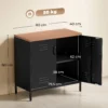 Metall Sideboard, 80x40x80 Cm, Industrielles Aufbewahrungsschrank Mit 2 Türen Und Verstellbarem Regal Für Wohnzimmer, Büro, Schwarz