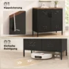 Metall Sideboard, 80x40x80 Cm, Industrielles Aufbewahrungsschrank Mit 2 Türen Und Verstellbarem Regal Für Wohnzimmer, Büro, Schwarz