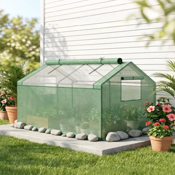 Mini Gewächshaus Frühbeet Foliengewächshaus, Wetterbeständig, 180 X 92 X 92 Cm, Grün