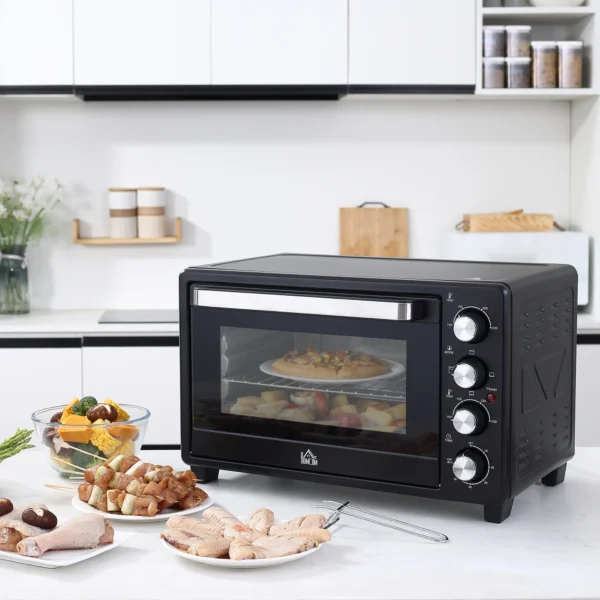 Mini Ofen Toasterofen, 1 Backblech, 1 Grilrost, Timer Funktion, Schwarz