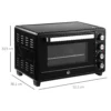 Mini Ofen Toasterofen, 1 Backblech, 1 Grilrost, Timer Funktion, Schwarz