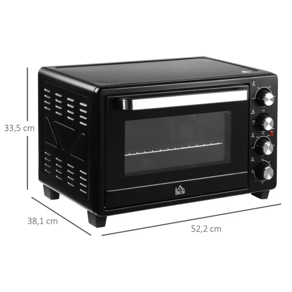 Mini Ofen Toasterofen, 1 Backblech, 1 Grilrost, Timer Funktion, Schwarz