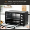 Mini Ofen Toasterofen, 1 Backblech, 1 Grilrost, Timer Funktion, Schwarz