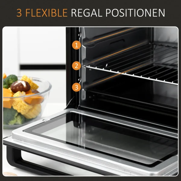 Mini Ofen Toasterofen, 1 Backblech, 1 Grilrost, Timer Funktion, Schwarz