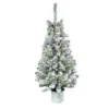 Mini Weihnachtsbaum Ø40x90 Cm, Kunstschnee, 60 LEDs, Feuerfest, Kunststoff, Grün/Weiß
