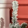Mini Weihnachtsbaum Ø40x90 Cm, Kunstschnee, 60 LEDs, Feuerfest, Kunststoff, Grün/Weiß
