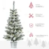 Mini Weihnachtsbaum Ø40x90 Cm, Kunstschnee, 60 LEDs, Feuerfest, Kunststoff, Grün/Weiß