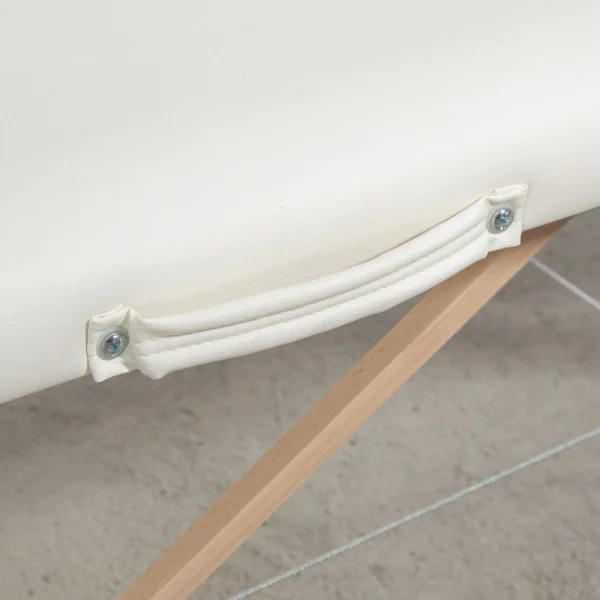 Mobile Massageliege 2 Zonen Klappbar Höhenverstellbar Massagetisch 60 Cm Breit Mit Tragetasche Holzfüßen Cremeweiß