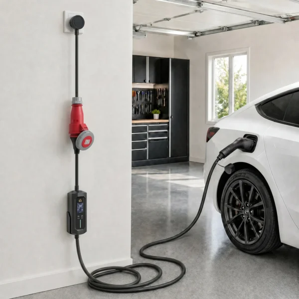 Mobile Wallbox 11kW 8m Typ 2 6–16 A 3 Phasig Ladekabel CEE 16A Auf Typ 2 Mit Einstellbarer Ladeleistung Startzeitvorwahl