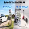 Mobile Wallbox 11kW 8m Typ 2 6–16 A 3 Phasig Ladekabel CEE 16A Auf Typ 2 Mit Einstellbarer Ladeleistung Startzeitvorwahl