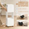 Mobiler Aktenschrank Mit 3 Offenen Fächern, Druckerablage Auf Rollen Mit 2 Bremsen, Weiß