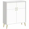 Modernes Sideboard, 105,4 Cm Buffet Mit 4 Soft Close Türen Und Metallfüßen, Für Esszimmer & Küche, Cremeweiß