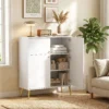 Modernes Sideboard, 105,4 Cm Buffet Mit 4 Soft Close Türen Und Metallfüßen, Für Esszimmer & Küche, Cremeweiß
