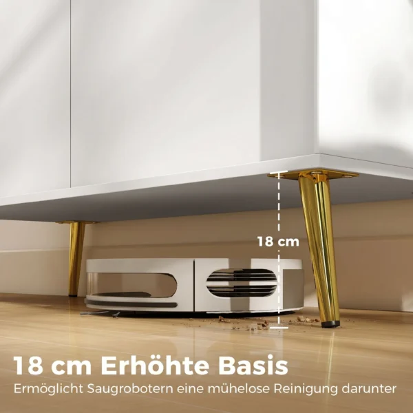 Modernes Sideboard, 105,4 Cm Buffet Mit 4 Soft Close Türen Und Metallfüßen, Für Esszimmer & Küche, Cremeweiß