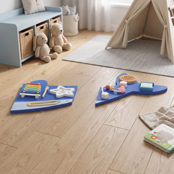 Montessori Motorikbrett 13 in 1 Holz Busy Board In Waleform Wandmontiertes Activity Board Mit Xylophon Uhr Zahnrädern