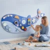 Montessori Motorikbrett 13 in 1 Holz Busy Board In Waleform Wandmontiertes Activity Board Mit Xylophon Uhr Zahnrädern