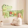 Montessori Motorikbrett Holz Busy Board Dinosaurier Wandmontiertes Mit Xylophon Uhr Zahnrädern Klangstäbe