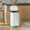 Mülleimer Küche 30 Liter Treteimer Mit Soft Close Deckel, Pedal Aus Metall, Cremeweiß, 36,5 X 31 X 61 Cm