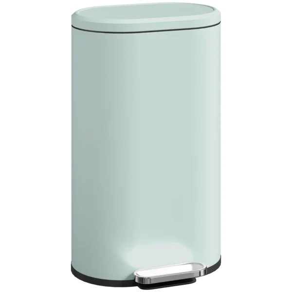 Mülleimer Küche 30 Liter Treteimer Mit Soft Close Deckel, Pedal Aus Metall, Grün, 36,5 X 31 X 61 Cm
