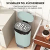 Mülleimer Küche 30 Liter Treteimer Mit Soft Close Deckel, Pedal Aus Metall, Grün, 36,5 X 31 X 61 Cm