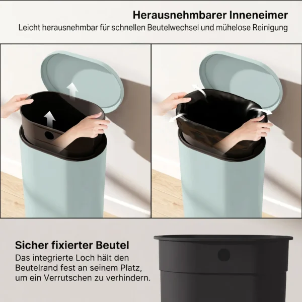 Mülleimer Küche 30 Liter Treteimer Mit Soft Close Deckel, Pedal Aus Metall, Grün, 36,5 X 31 X 61 Cm