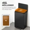 Mülleimer Küche 45 Liter Treteimer Küchenmülleimer Mit Soft Close Deckel, Herausnehmbarem Innenbehälter
