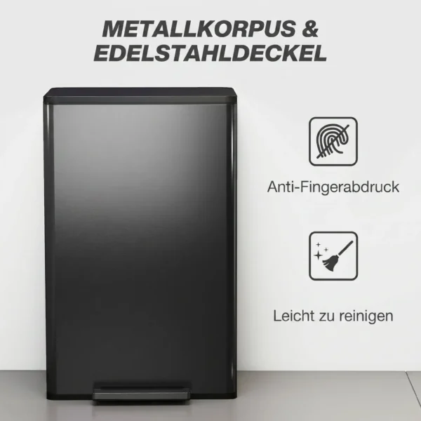 Mülleimer Küche 45 Liter Treteimer Küchenmülleimer Mit Soft Close Deckel, Herausnehmbarem Innenbehälter