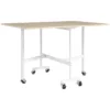 Opklapbare Eettafel, Geschikt Voor Maximaal 6 Personen, Met 6 Wielen En Remmen, Voor Kleine Ruimtes, Eiken