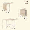Opklapbare Eettafel, Geschikt Voor Maximaal 6 Personen, Met 6 Wielen En Remmen, Voor Kleine Ruimtes, Eiken