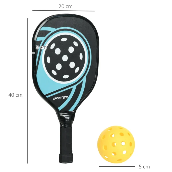 Pickleball Set Mit 4 Schlägern, 4 Bällen, Tragetasche, Leicht Und Robust, Blau+Schwarz