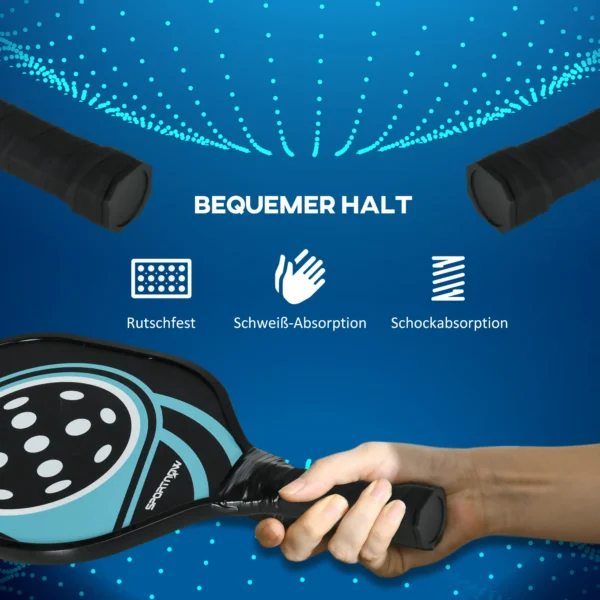 Pickleball Set Mit 4 Schlägern, 4 Bällen, Tragetasche, Leicht Und Robust, Blau+Schwarz