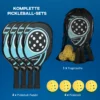 Pickleball Set Mit 4 Schlägern, 4 Bällen, Tragetasche, Leicht Und Robust, Blau+Schwarz
