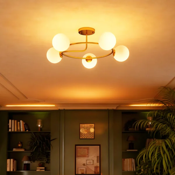 Plafondlamp 20W Met 5 G9 fittingen, Elegante Goud Wit Look, Lichtbron Niet Inbegrepen