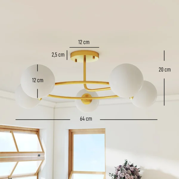 Plafondlamp 20W Met 5 G9 fittingen, Elegante Goud Wit Look, Lichtbron Niet Inbegrepen