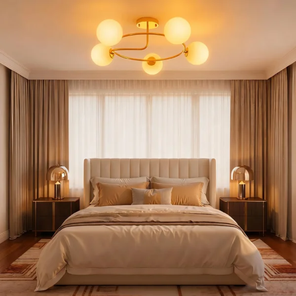 Plafondlamp 20W Met 5 G9 fittingen, Elegante Goud Wit Look, Lichtbron Niet Inbegrepen