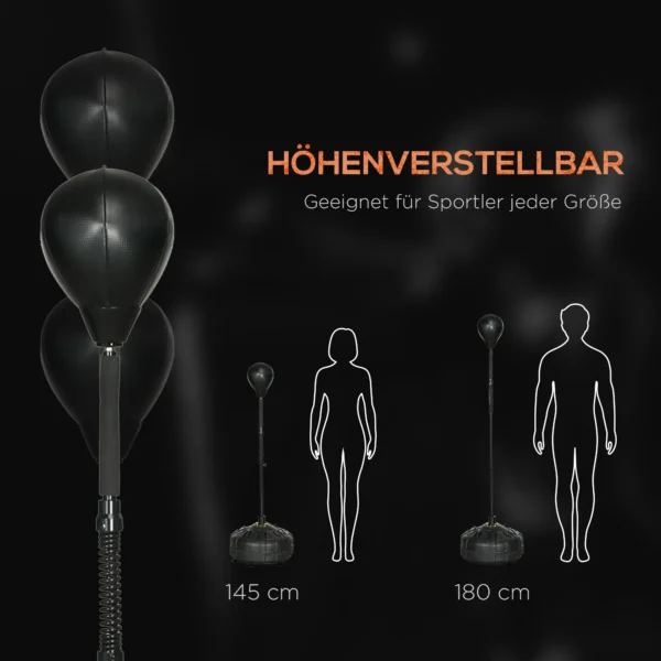 Punchingball, Boxständer, Höhenverstellbar 145 180 Cm, Befüllbare Basis, Schwarz