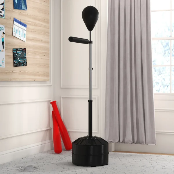 Punchingball Mit Reflexstange, Höhenverstellbar 160 205 Cm, Befüllbare Basis, Inkl. Luftpumpe, Schwarz