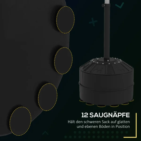 Punchingball Mit Reflexstange, Höhenverstellbar 160 205 Cm, Befüllbare Basis, Inkl. Luftpumpe, Schwarz