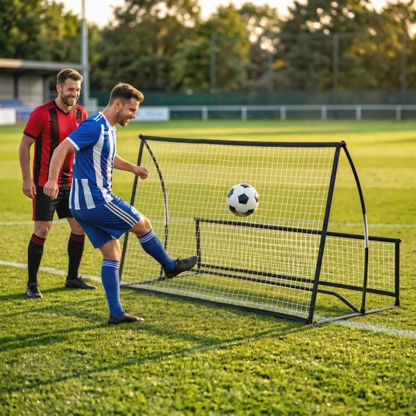 Rebounder Für Fußball, 2 in 1 Zweiseitig Faltbar Prellwand Mit Rückprallwand Netz, 200 X 94cm, Schwarz