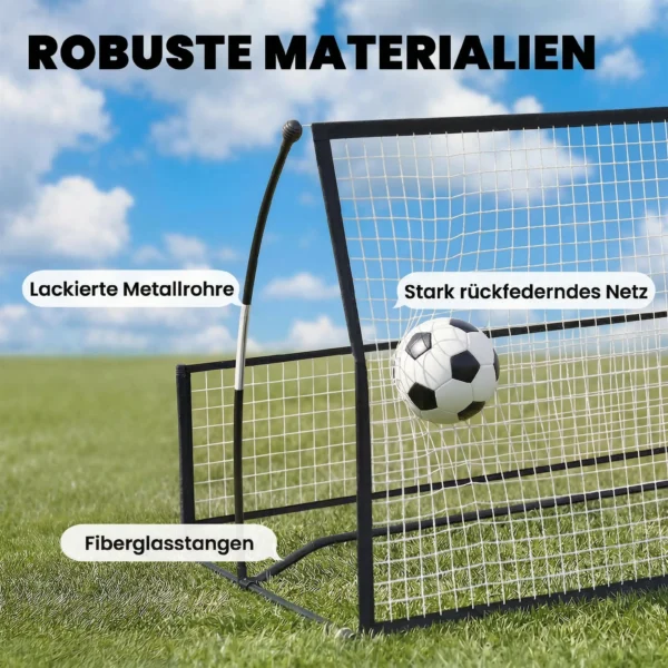 Rebounder Für Fußball, 2 in 1 Zweiseitig Faltbar Prellwand Mit Rückprallwand Netz, 200 X 94cm, Schwarz