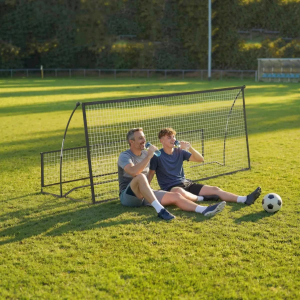 Rebounder Für Fußball, 2 in 1 Zweiseitig Faltbar Prellwand Mit Rückprallwand Netz, 200 X 94cm, Schwarz