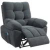 Recliner Sessel, Massage Polstersessel Mit 8 Vibrationspunkten, Verstellbare Fußstütze, Seitentasche, Lehnsessel, Grau
