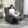 Recliner Sessel, Massage Polstersessel Mit 8 Vibrationspunkten, Verstellbare Fußstütze, Seitentasche, Lehnsessel, Grau