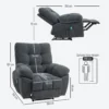 Recliner Sessel, Massage Polstersessel Mit 8 Vibrationspunkten, Verstellbare Fußstütze, Seitentasche, Lehnsessel, Grau