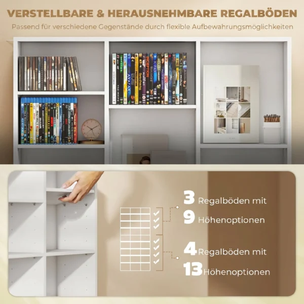 Regal Für 835 CDs Oder 500 DVDs, Blu ray Medienregal Mit 27 Fächern Und 21 Verstellbaren Einlegeböden, Weiß