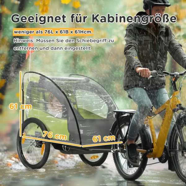Regenschutz Für Kinderfahrradanhänger, Mit Fenster, 76 X 61 X 61 Cm, Transparent