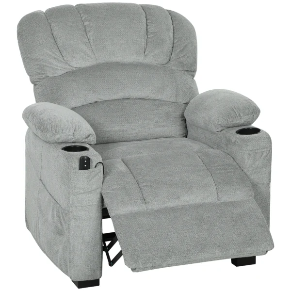 Relaxsessel Elektrisch Fernsehsessel Mit Liegefunktion, USB, Getränkehalter, 2 Memory Positionen Für Wohnzimmer, Grau
