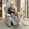 Relaxsessel Elektrisch Fernsehsessel Mit Liegefunktion, USB, Getränkehalter, 2 Memory Positionen Für Wohnzimmer, Grau