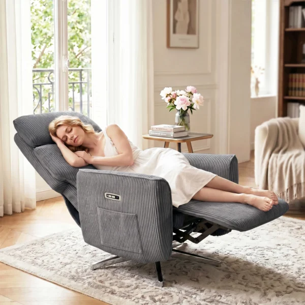 Relaxsessel Elektrisch Verstellbar Fernsessel Mit Liegefunktion, 2 Motoren Drehbar TV Sessel Mit USB Anschluss