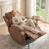 Relaxsessel, Fernsehsessel Mit Liegefunktion, Leinenoptik, Für Wohnzimmer, Schlafzimmer Dunkelbraun